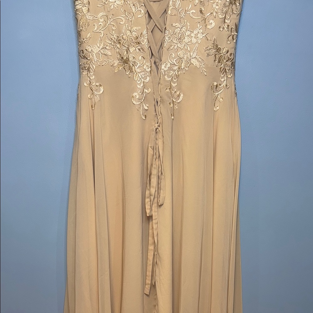 Taupe Sequin High Low Dress with Flutter Cap Sleeves Size 18W - Picture 12 of 14